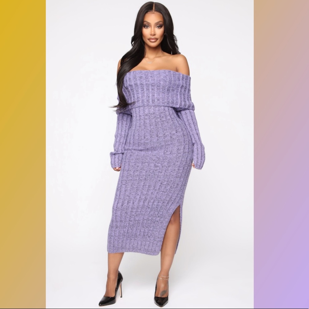 More To It Sweater Midi Dress - Lavender